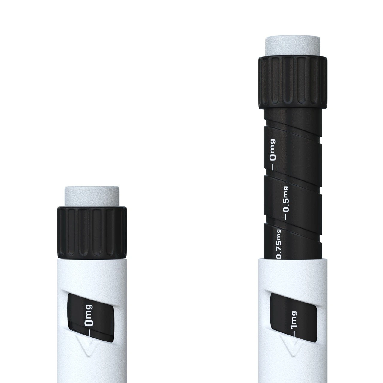 BPC-157 & TB-500 16 mg + 16 mg pen dose dial and printed markings, close-up