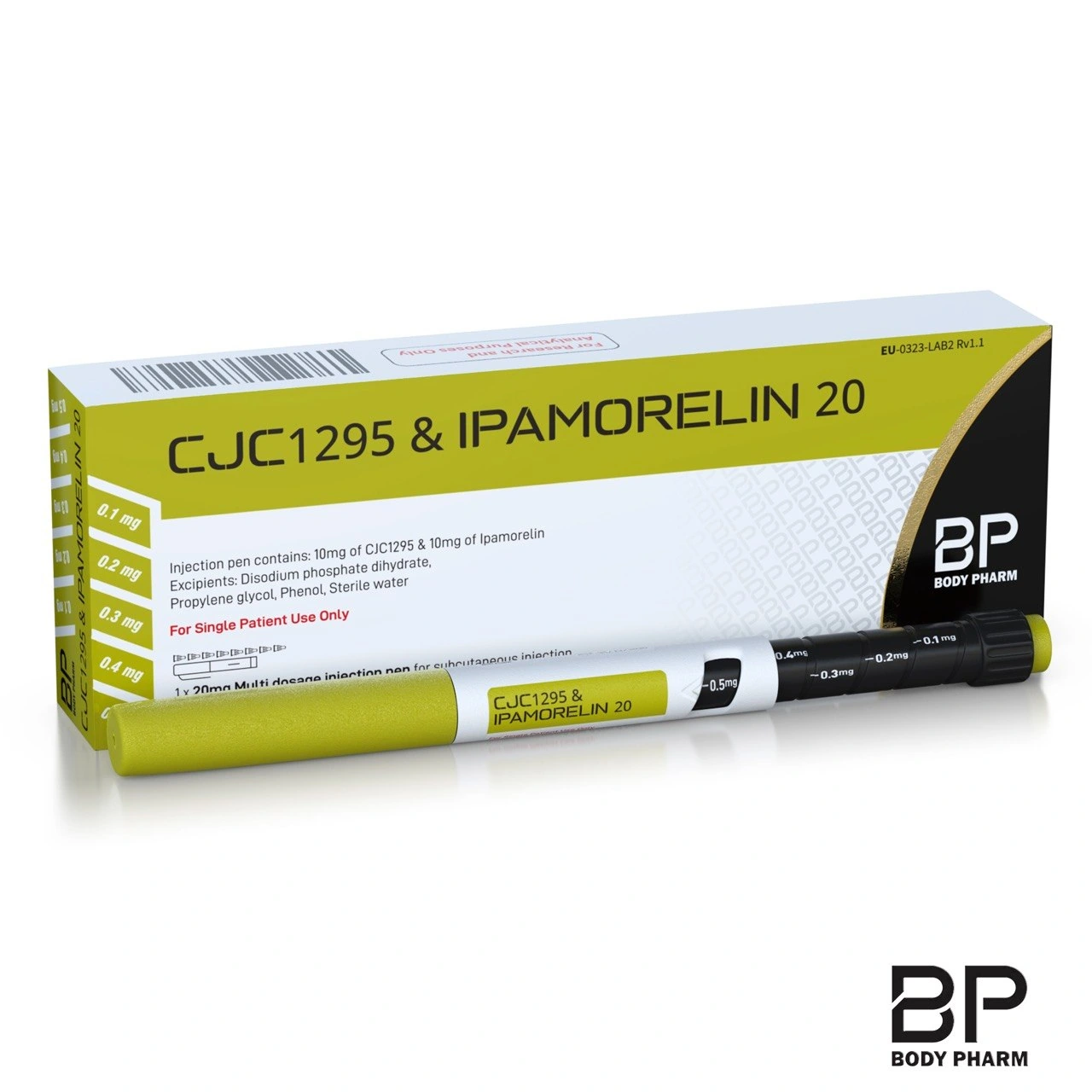 Body Pharm CJC-1295 & Ipamorelin 10 mg + 10 mg prefilled pen and labelled box