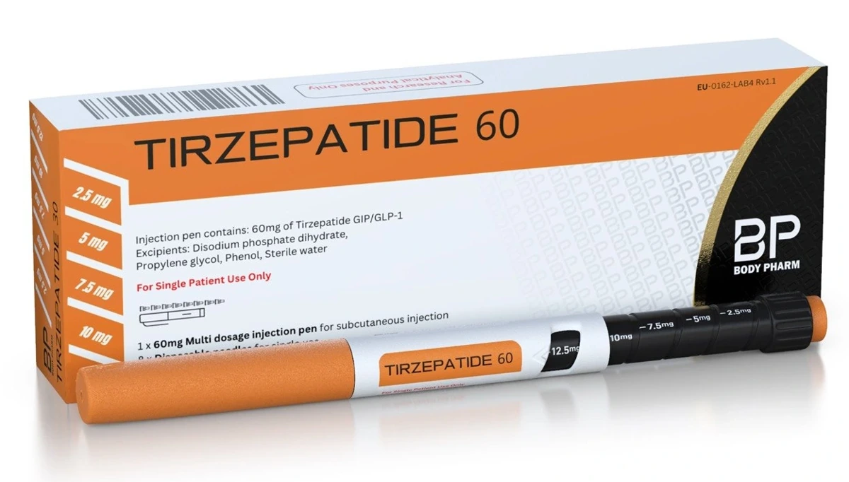 Body Pharm Tirzepatide 60 mg prefilled pen and labelled box